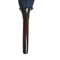 With customized logo promo slogan two layer blue purple wooden crook J shape handle stick automatic wood umbrellas